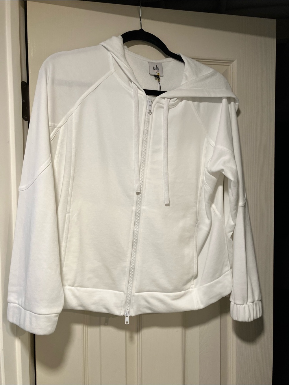 CAbi Fair Play White Hooded Zip Jacket